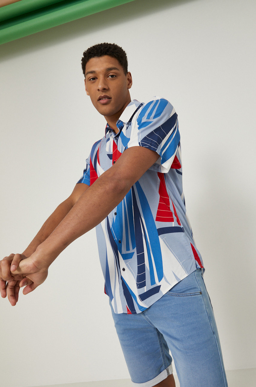 Koszula męska regular z kołnierzykiem klasycznym multicolor casual multicolor RS22.KKM900