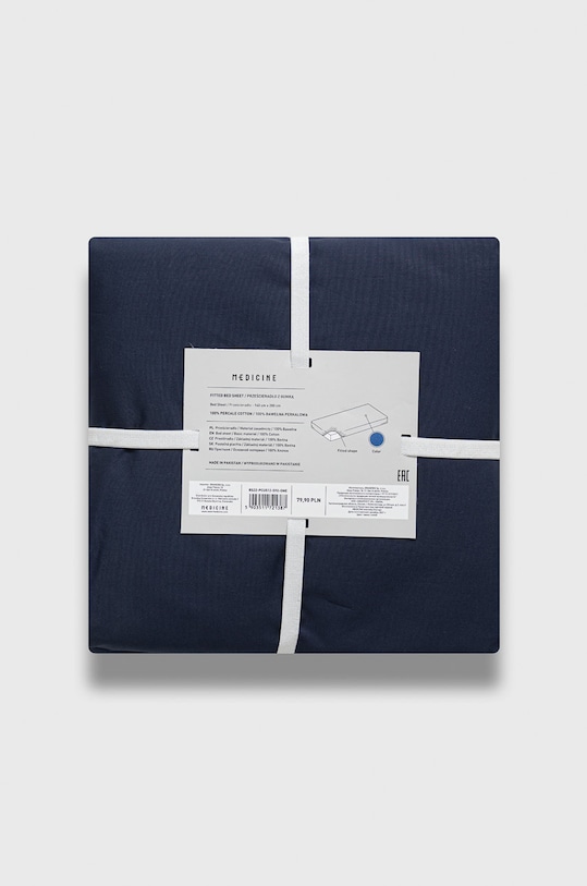 Prześcieradło z bawełny perkalowej z gumką 140 x 200 cm granatowe granatowy RS22.PCU512