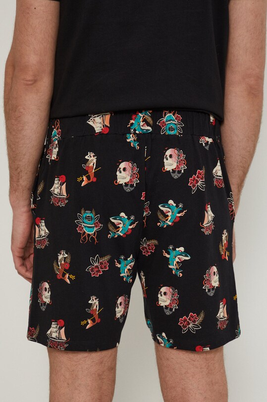 Piżama bawełniana męska wzorzysta czarna RS22.PJM703