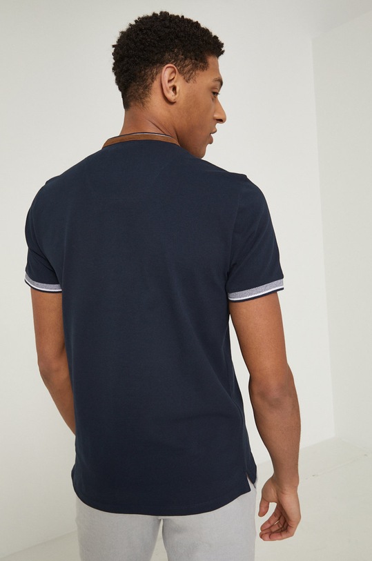 Odzież Polo bawełniane męskie gładkie z domieszką elastanu granatowe RS22.POM401 granatowy