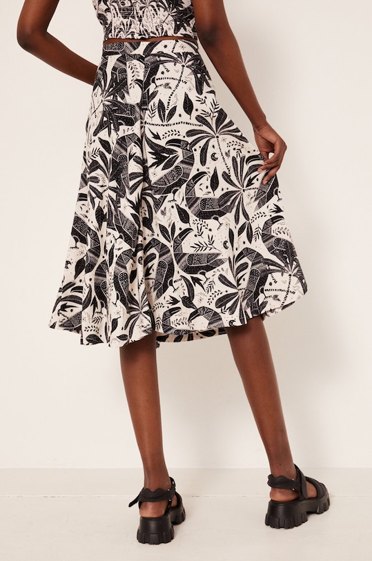 Spódnica z lnem damska rozkloszowana beżowa beżowy RS22.SDD908