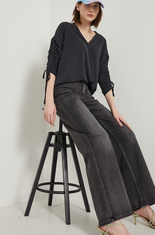 Jeansy damskie wide leg czarne czarny RS22.SJD302