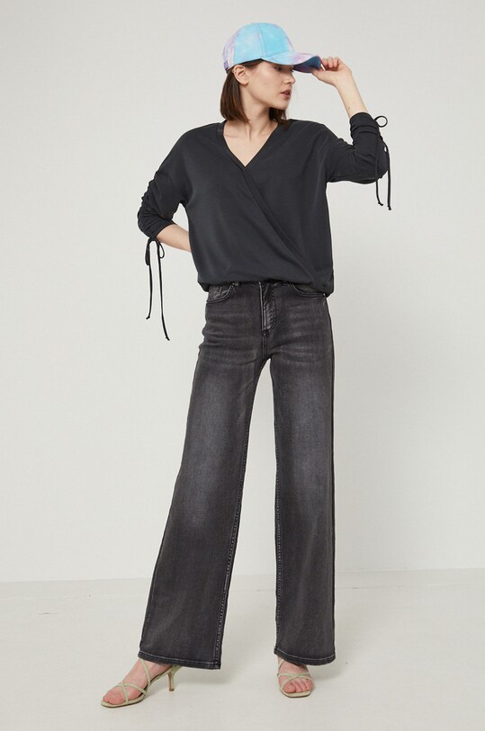 Jeansy damskie wide leg czarne czarny RS22.SJD302