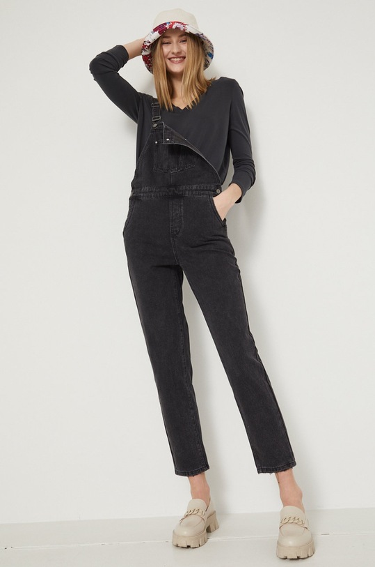 Ogrodniczki damskie czarne czarny RS22.SJD402