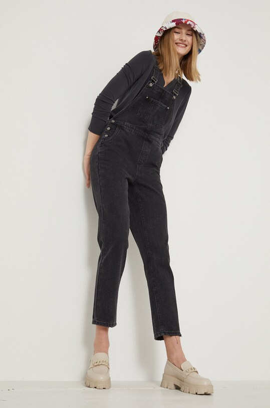 Ogrodniczki damskie czarne RS22.SJD402 czarny