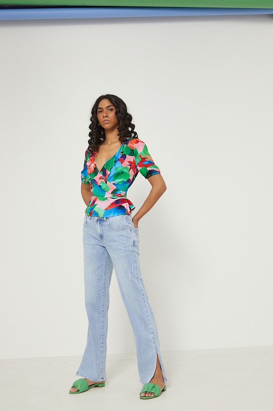 Jeansy damskie wide leg niebieskie RS22.SJD603 niebieski RS22