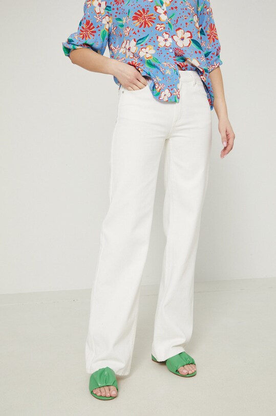Jeansy damskie wide leg białe biały RS22.SJD700