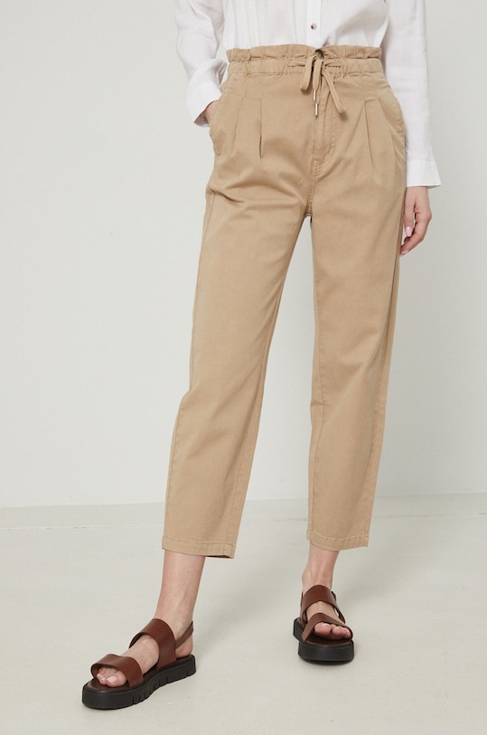 Spodnie damskie fason chinos beżowe tkanina beżowy RS22.SPD701
