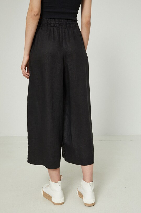 Odzież Spodnie lniane damskie high waist czarne RS22.SPDA00 czarny
