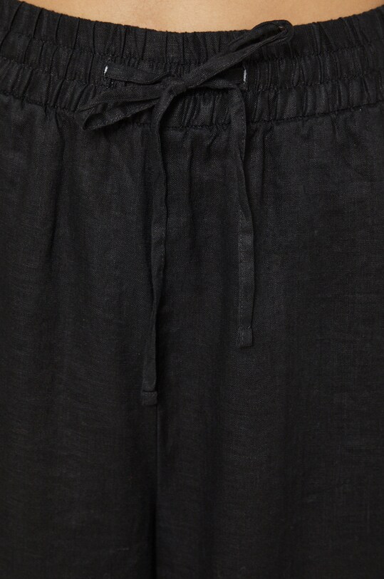 Spodnie lniane damskie high waist czarne czarny RS22.SPDA00