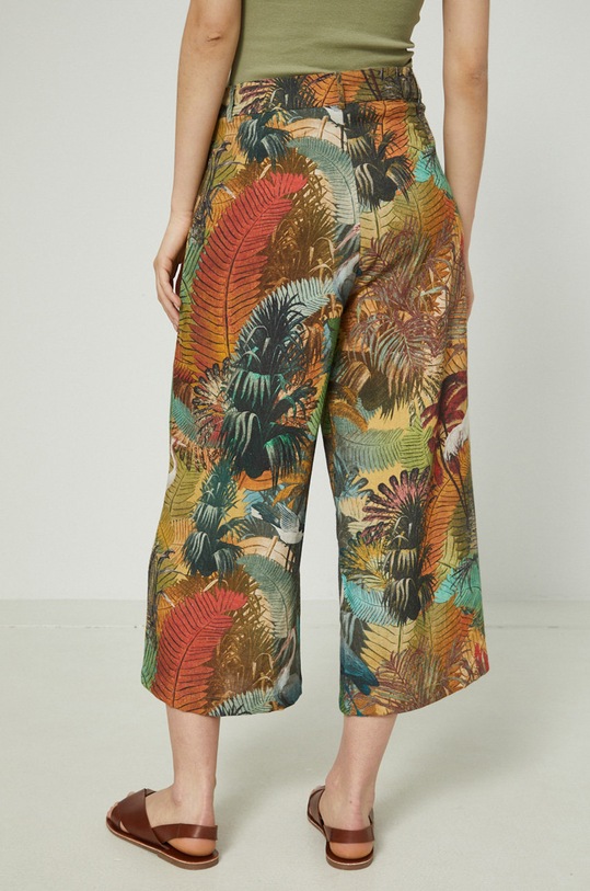 Odzież Spodnie z domieszką lnu damskie high waist multicolor RS22.SPDA10 multicolor