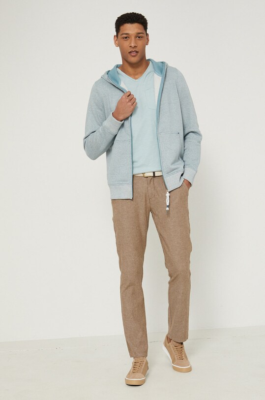 Spodnie lniane męskie w fasonie chinos kawowe RS22.SPM094 brązowy RS22