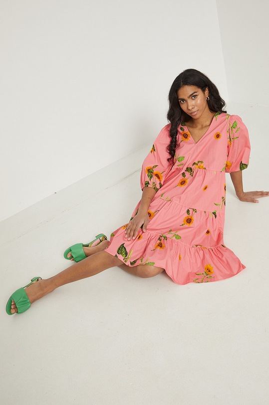 Bavlněné šaty Medicine mini růžová RS22.SUD610