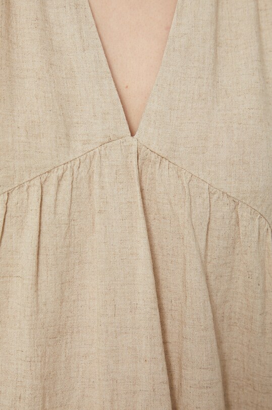 Sukienka lniana damska oversize beżowa RS22.SUD704 beżowy