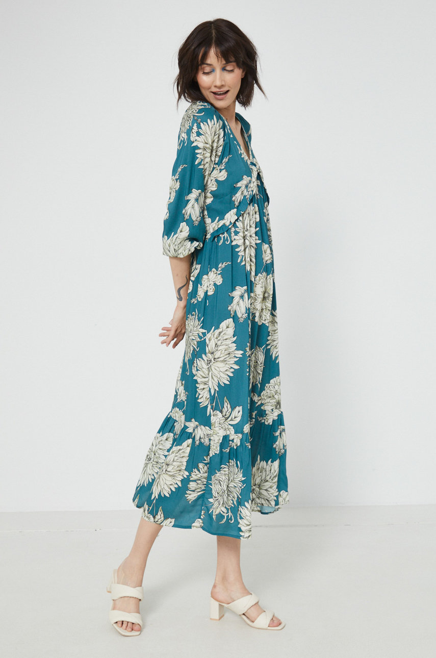 Sukienka damska rozkloszowana multicolor midi multicolor RS22.SUD770