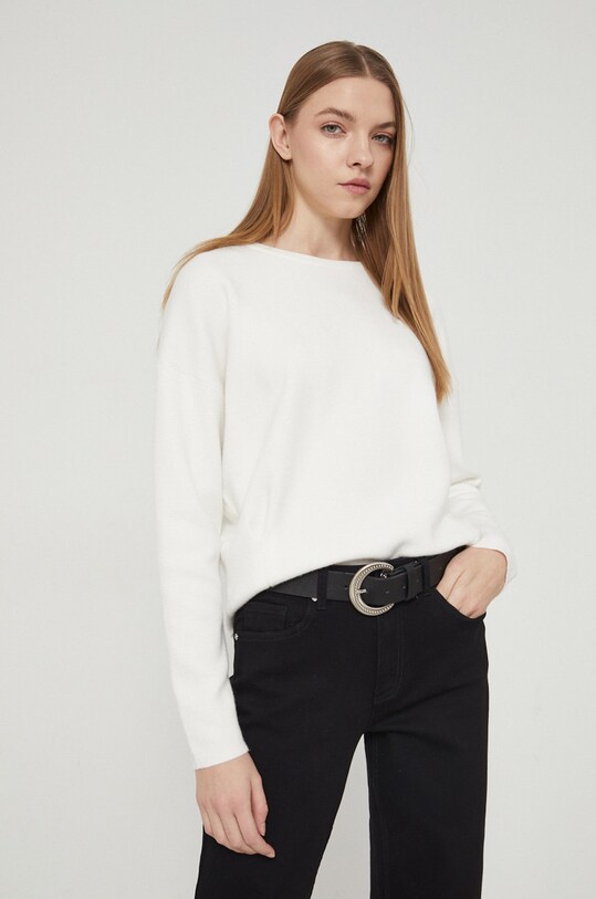 Sweter damski gładki biały gładkie biały RS22.SWD020