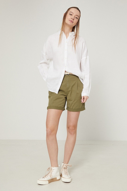 Szorty damskie gładkie high waist zielone RS22.SZD070 zielony RS22