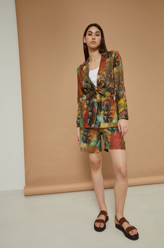 Szorty damskie z domieszką lnu multicolor RS22.SZDA10 multicolor RS22