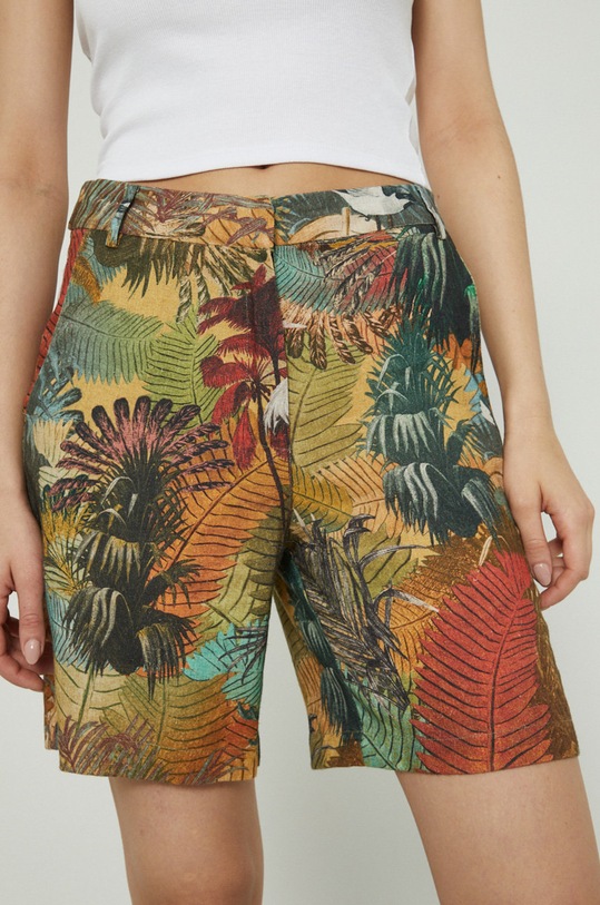 Szorty damskie z domieszką lnu multicolor multicolor RS22.SZDA10