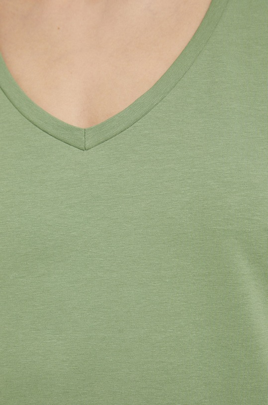 T-shirt bawełniany damski gładki z domieszką elastanu zielony RS22.TSD042 zielony