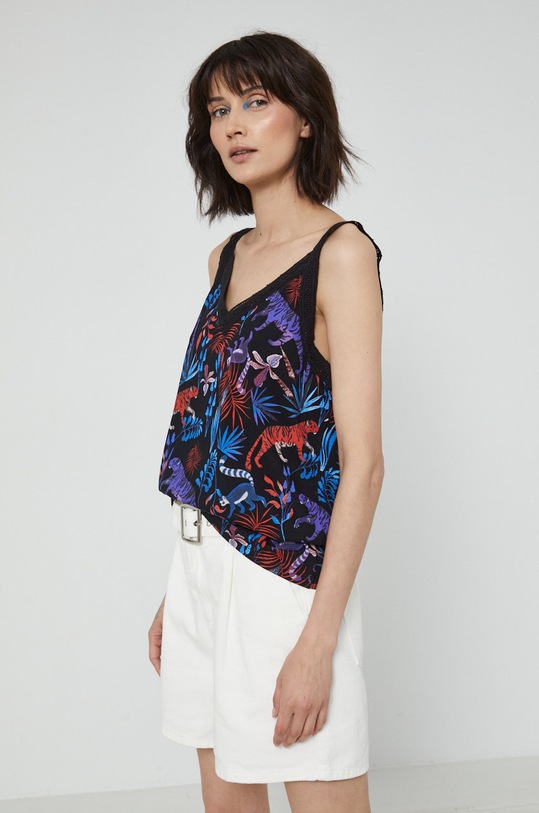Top bawełniany damski wzorzysty multicolor multicolor RS22.TSD0C1
