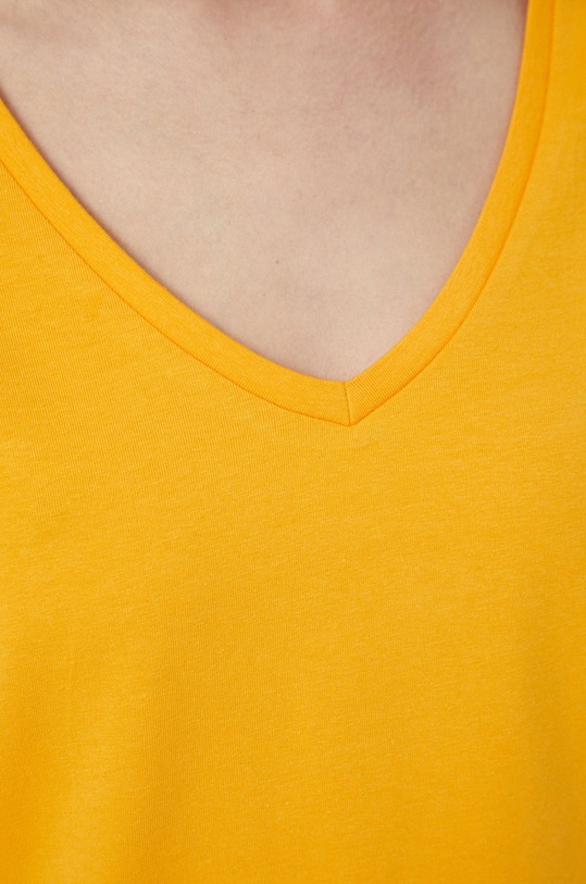 T-shirt bawełniany damski gładki z domieszką elastanu pomarańczowy RS22.TSD0C3 pomarańczowy