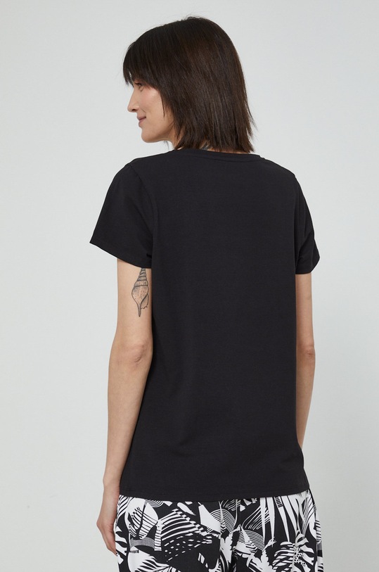 Odzież T-shirt bawełniany damski gładki z domieszką elastanu czarny RS22.TSD0C3 czarny