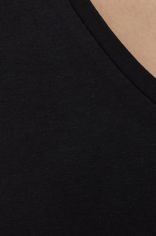 T-shirt bawełniany damski gładki z domieszką elastanu czarny RS22.TSD0C3 czarny