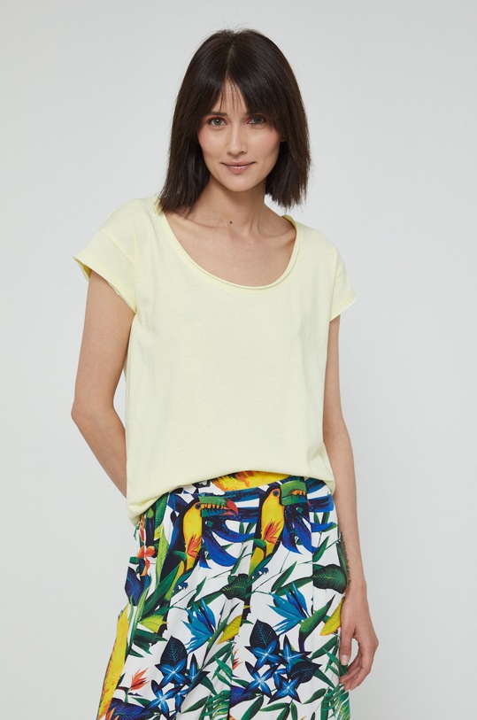 T-shirt bawełniany damski gładki żółty żółty RS22.TSD0C4