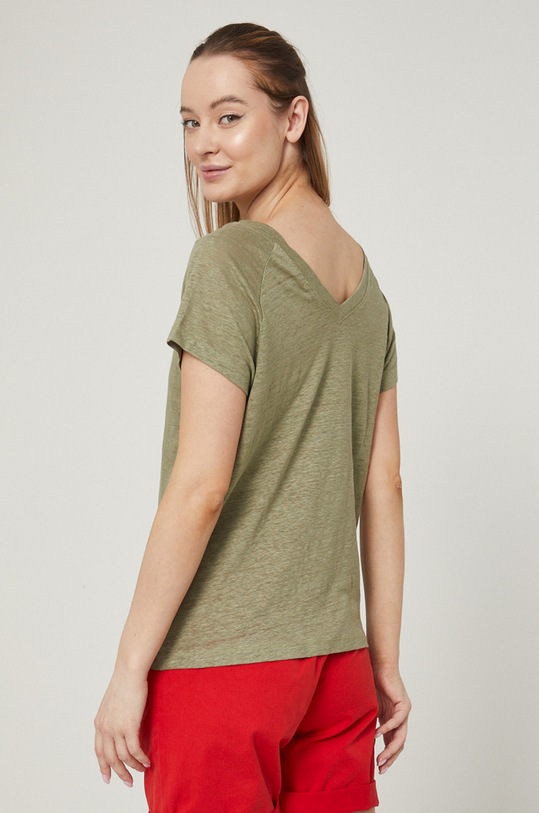 Odzież T-shirt damski lniany zielony RS22.TSD719 zielony