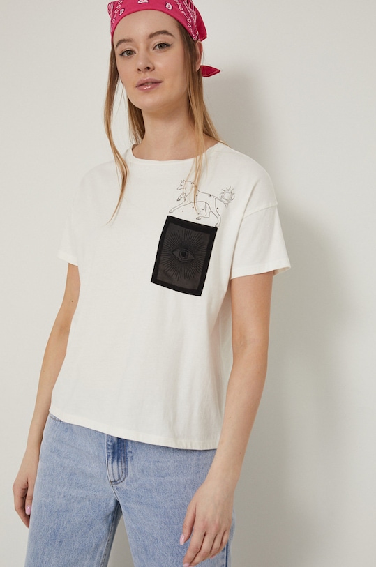 Bavlnené tričko dámske Tattoo Art by Małgorzata Rumińska RS22.TSD763 béžová