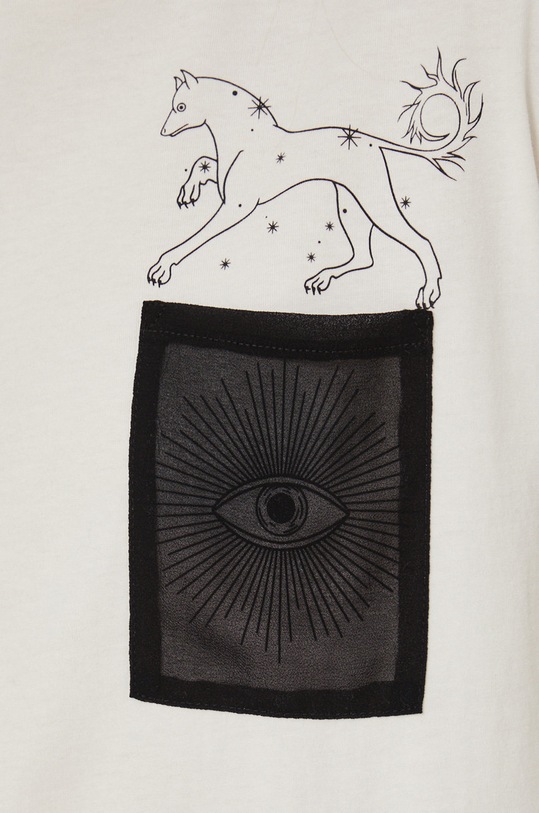 T-shirt bawełniany damski Tattoo Art by MEGU RUM - Małgorzata Rumińska beżowy RS22.TSD763