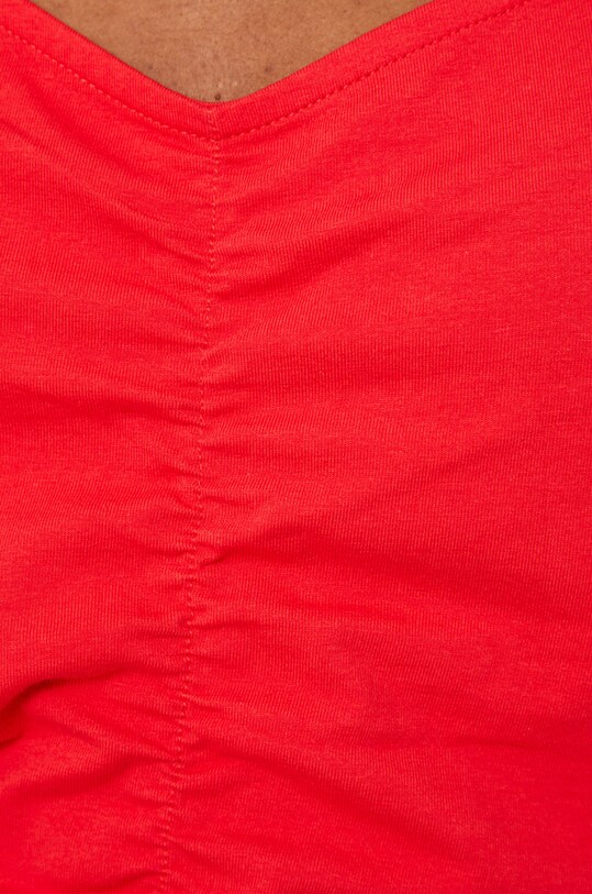 T-shirt bawełniany damski gładki z domieszką elastanu czerwony RS22.TSD916 czerwony