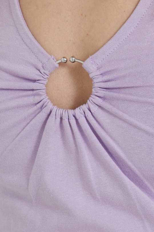 Top bawełniany damski gładki z domieszką elastanu fioletowy RS22.TSDB00 fioletowy