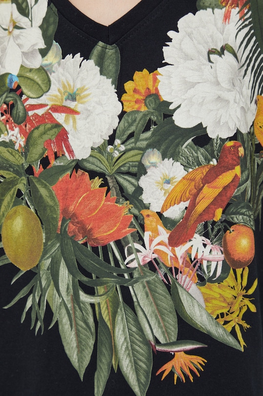 T-shirt bawełniany damski z kolekcji Kolaże by Hint of Time - Collage Studio czarny RS22.TSDB57