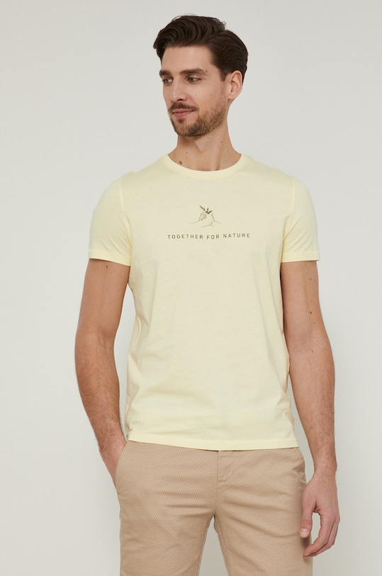 T-shirt męski z bawełny organicznej żółty żółty RS22.TSM730
