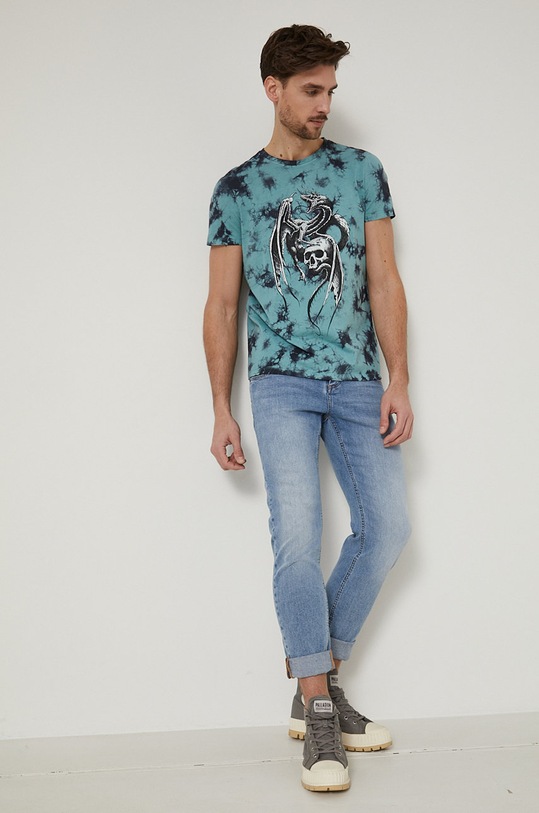 Bavlnené tričko Tattoo Art by Piekłowstąpienie - Maciej Puchała RS22.TSM751 tyrkysová RS22