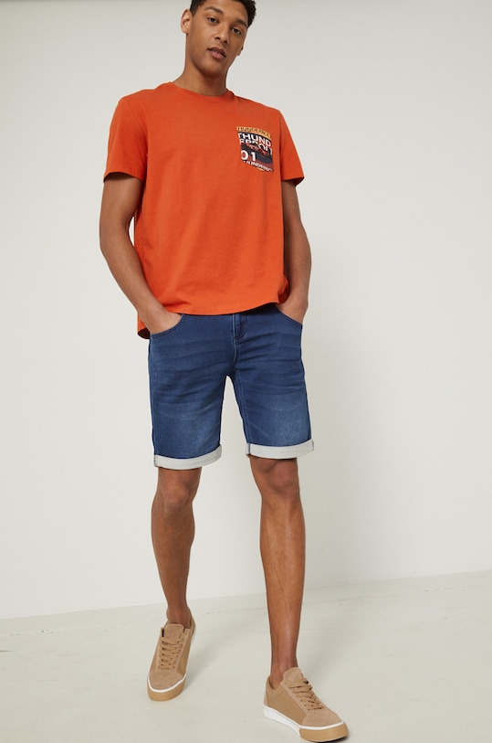 T-shirt bawełniany męski z nadrukiem pomarańczowy RS22.TSM806 pomarańczowy RS22
