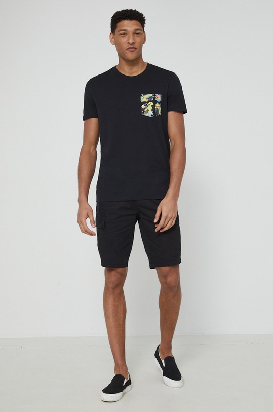 T-shirt bawełniany męski z kolekcji Kolaże by Panna Niebieska czarny RS22.TSMB32 czarny RS22