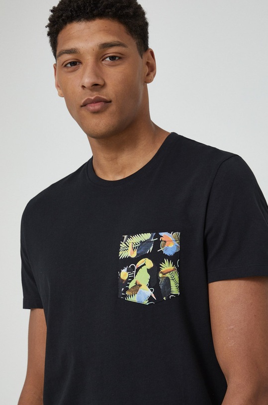 T-shirt bawełniany męski z kolekcji Kolaże by Panna Niebieska czarny czarny RS22.TSMB32