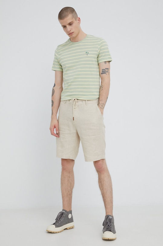 T-shirt bawełniany męski wzorzysty żółty bawełna żółty RS22.TSMC03