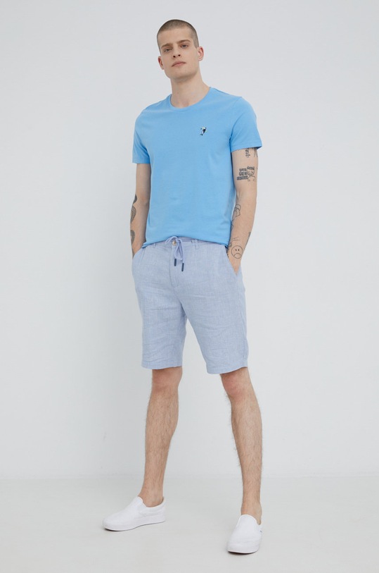 T-shirt bawełniany męski wzorzysty niebieski RS22.TSMC03 niebieski RW22