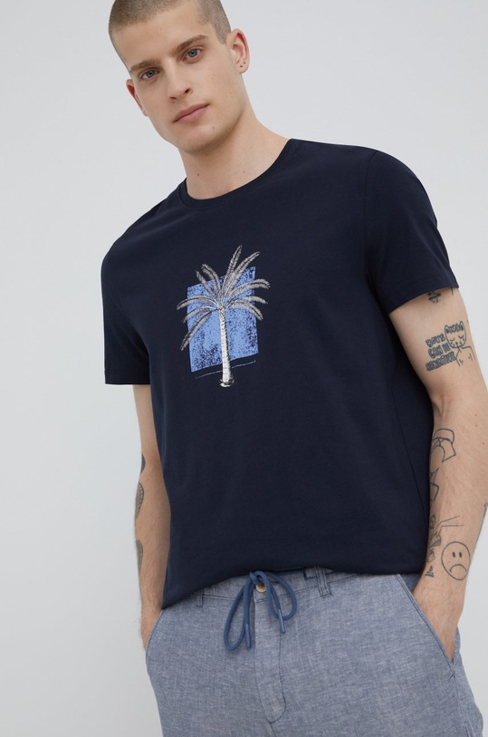 Medicine tricou din bumbac print bleumarin RS22.TSMC11