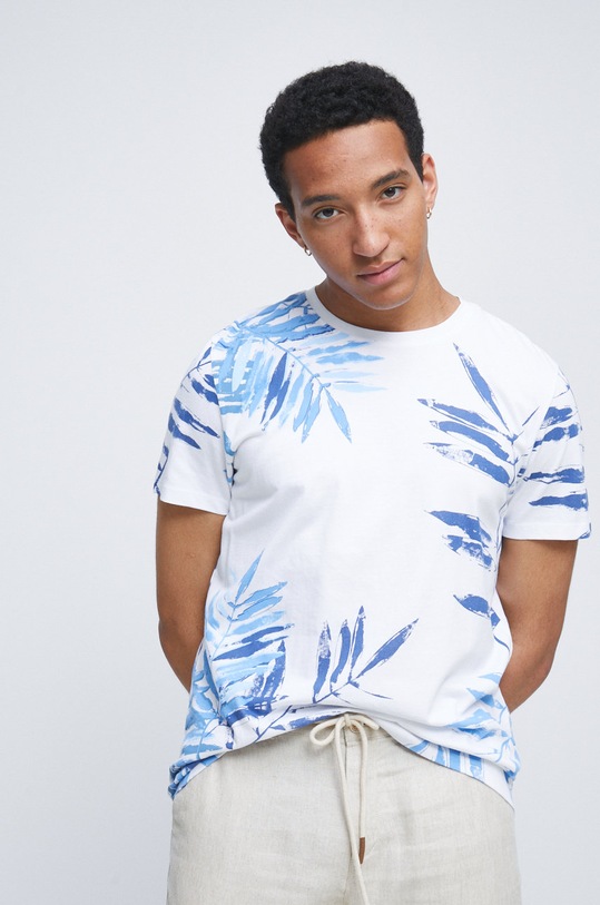 T-shirt bawełniany męski z nadrukiem biały biały RS22.TSMC13