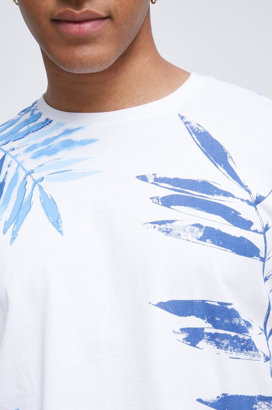 T-shirt bawełniany męski z nadrukiem biały RS22.TSMC13