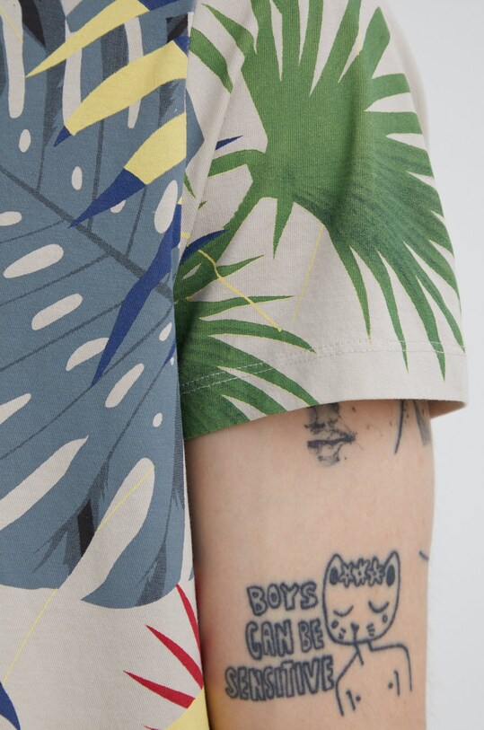 T-shirt bawełniany męski z nadrukiem beżowy RS22.TSMC19 beżowy