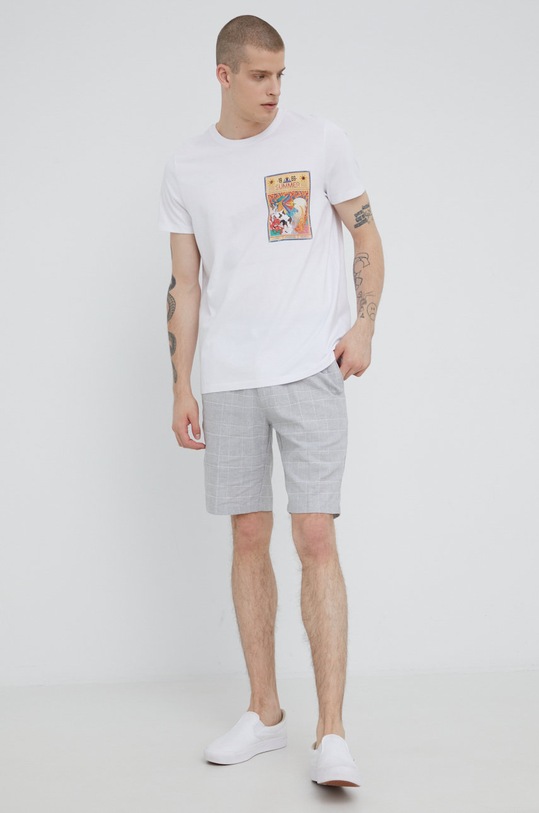 T-shirt bawełniany męski z nadrukiem biały RS22.TSMC27 biały RW22