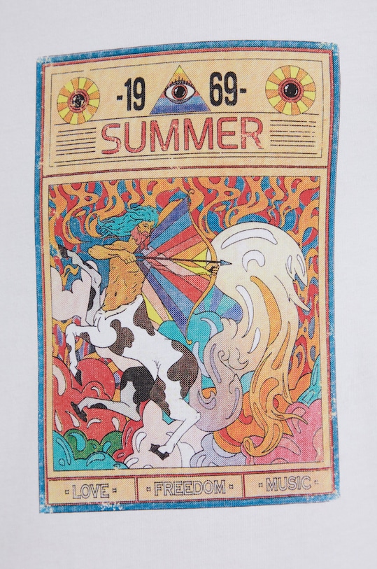 T-shirt bawełniany męski z nadrukiem biały RS22.TSMC27 biały