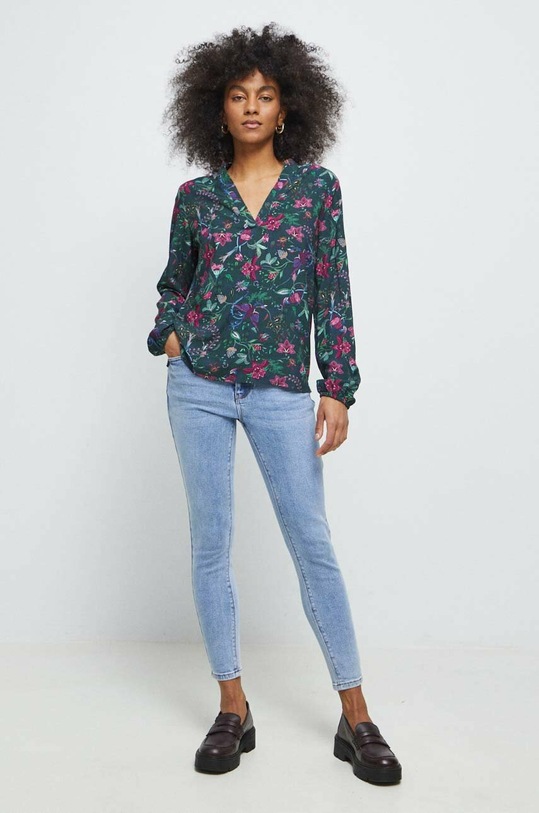 Bluzka damska wzorzysta kolor zielony RS23.BDD030 zielony RS23