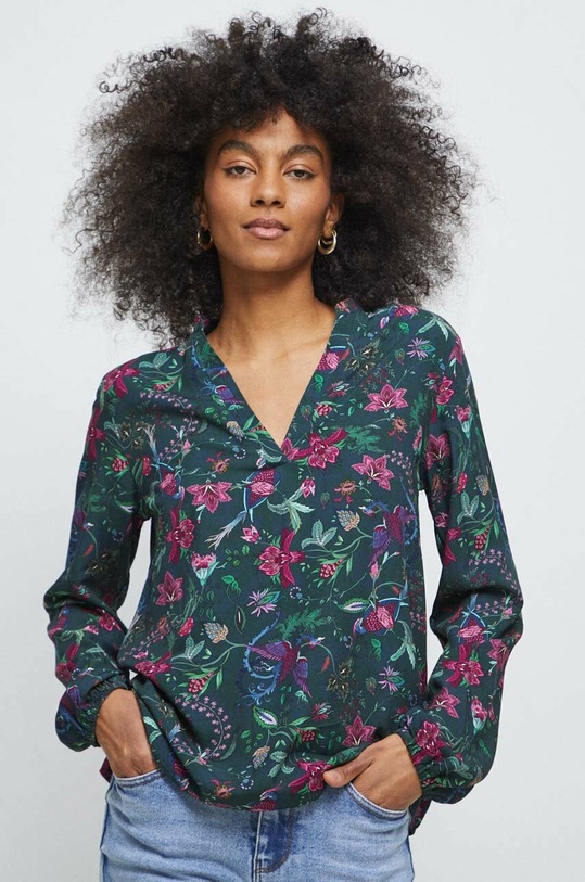 Bluzka damska wzorzysta kolor zielony zielony RS23.BDD030